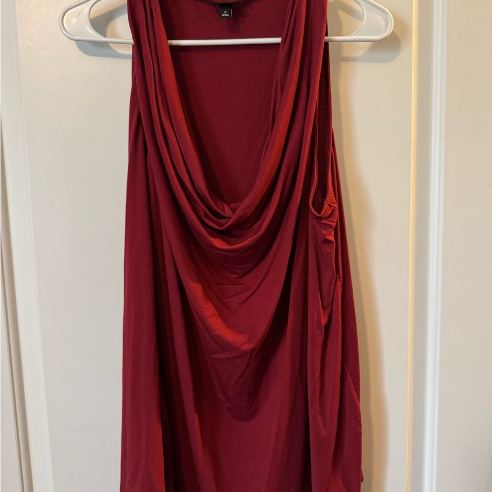 Elegant Red Drape Neck Women's Top